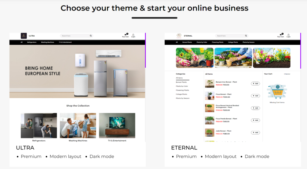 QPe's Ecommerce template - Ultra and Eternal: For Online store development
